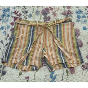 Loft Multi-Colored Striped Shorts Size 2 w/Tie Belt
